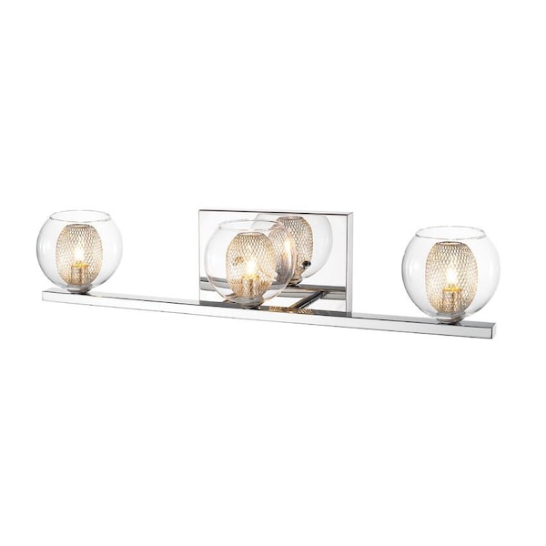 Z-Lite Auge 3 Light Vanity, Chrome & Clear + Mesh 905-3V - main